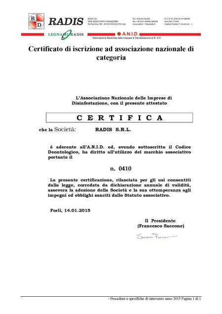 Certificato di iscrizione Anid