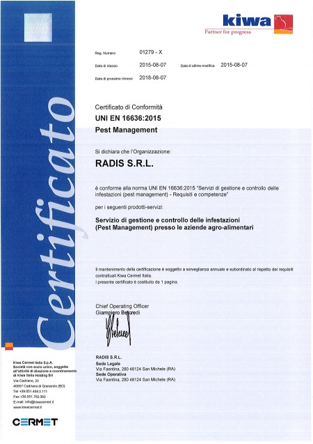 certificazione in conformità a alla norma